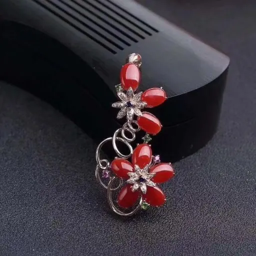natural red coral gem pendant S925 silver Natural gemstone Pendant Necklace trendy Fashion long Flower women girl gift jewelry
natural red coral gem pendant S925 silver Natural gemstone Pendant Necklace trendy Fashion long Flower women girl gift jewelry