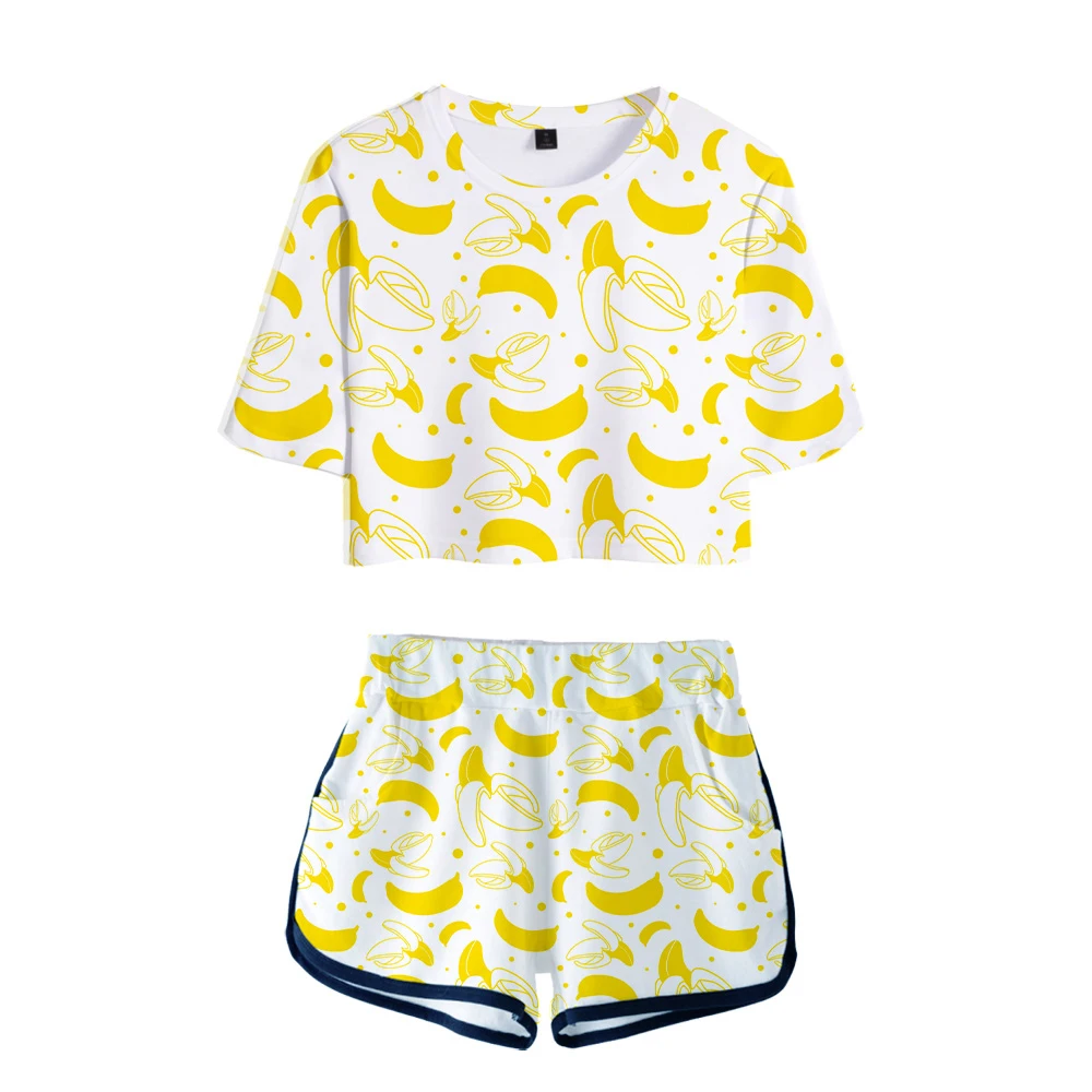 Hot printed Fruits bananas 3D Exposed Navel T shirt+Shorts Womens Sets New FashionFruits casual Lovely girls Sets XS-2XL
Hot printed Fruits bananas 3D Exposed Navel T shirt+Shorts Womens Sets New FashionFruits casual Lovely girls Sets XS-2XL