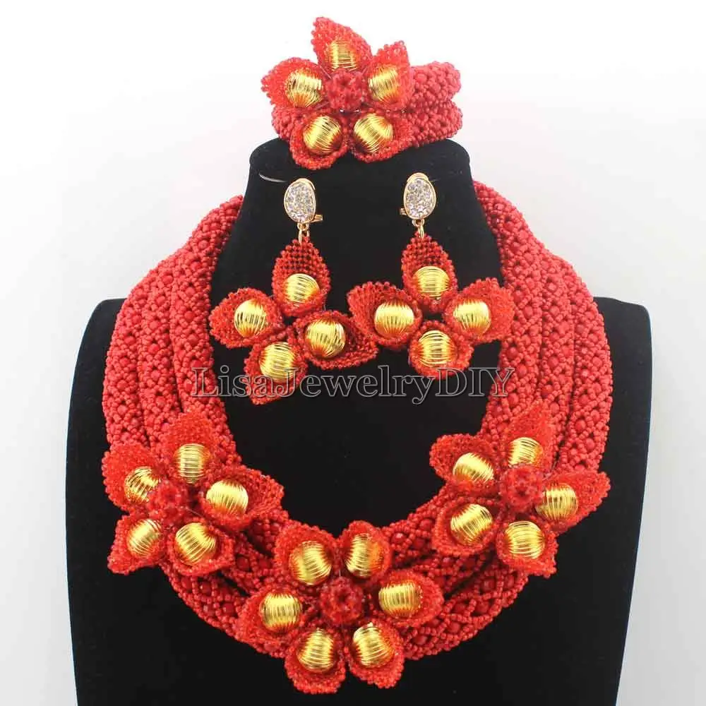 New Christmas Red Flower African Costume Jewelry Sets Nigerian Wedding Beads Bridal Necklaces Earrings Free Shipping HD8774
New Christmas Red Flower African Costume Jewelry Sets Nigerian Wedding Beads Bridal Necklaces Earrings Free Shipping HD8774