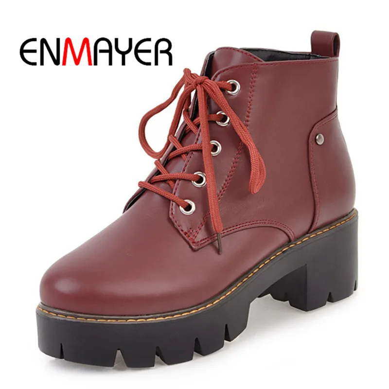 ENMAYER 2020 Ankle Strap Lace up Boots Woman Casual Shoes Square Heel Boots Footwear 34-43 Spring And Summer High Quality WHY190
ENMAYER 2020 Ankle Strap Lace up Boots Woman Casual Shoes Square Heel Boots Footwear 34-43 Spring And Summer High Quality WHY190