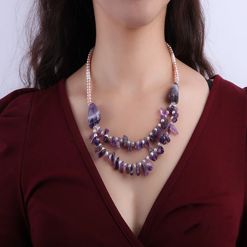JYX Natural 5-6mm Lavender Flat Freshwater Pearl with amethyst Chips Single Necklace
JYX Natural 5-6mm Lavender Flat Freshwater Pearl with amethyst Chips Single Necklace