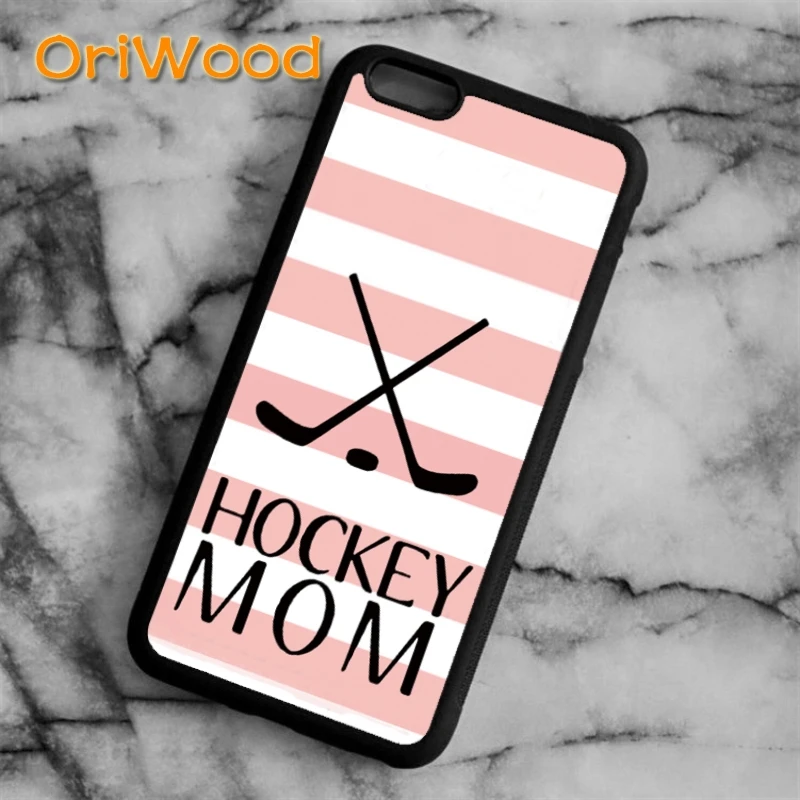 Чехол OriWood в розовую полоску с принтом хоккейной мамы и ребенка чехол для iPhone 6 s 7 8