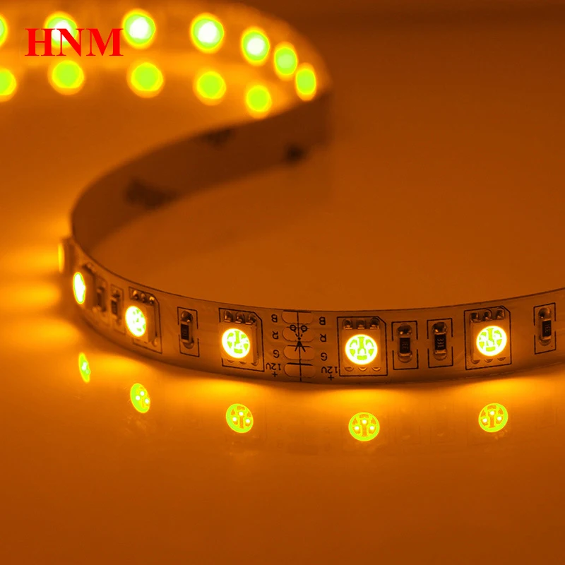 5M 60LEDs/m 5050 LED Strip Yellow Color Flexible Tape Light 300LEDs SMD5050 DC 12V lamp Non-waterproof IP20 White PCB | Освещение