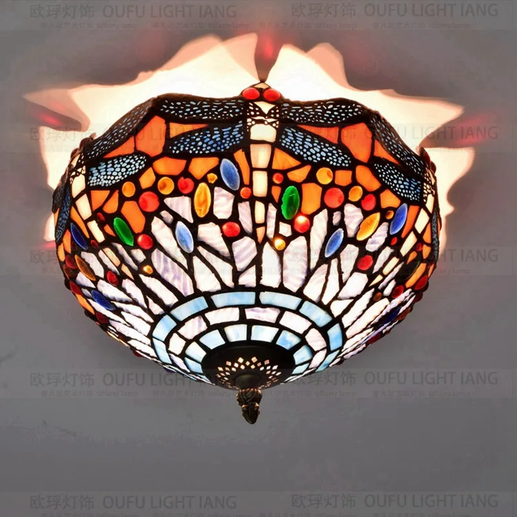 European style retro art glass personality decorative Blue Dragonfly ceiling light 27cm
European style retro art glass personality decorative Blue Dragonfly ceiling light 27cm