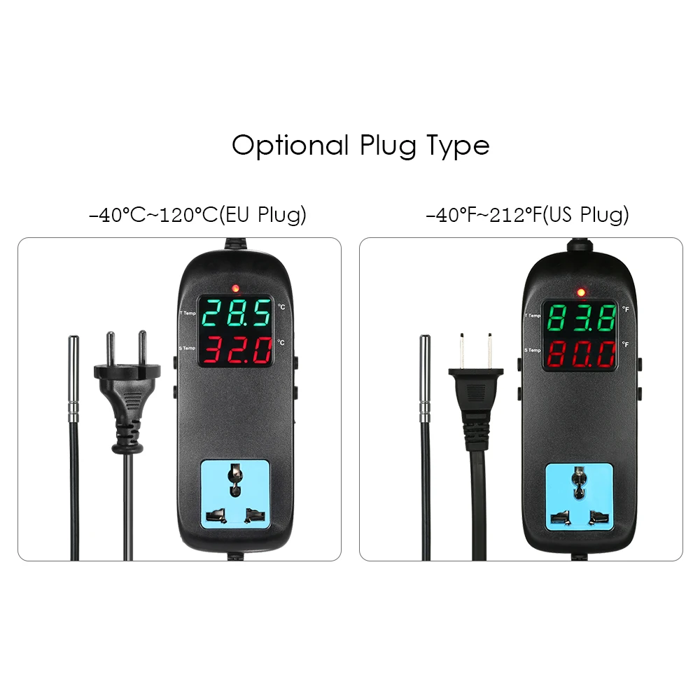 LED Digital Temperature Controller Thermostat with Temperature Sensor for Automatic Heating Cooling Control AC90V~250V
LED Digital Temperature Controller Thermostat with Temperature Sensor for Automatic Heating Cooling Control AC90V~250V