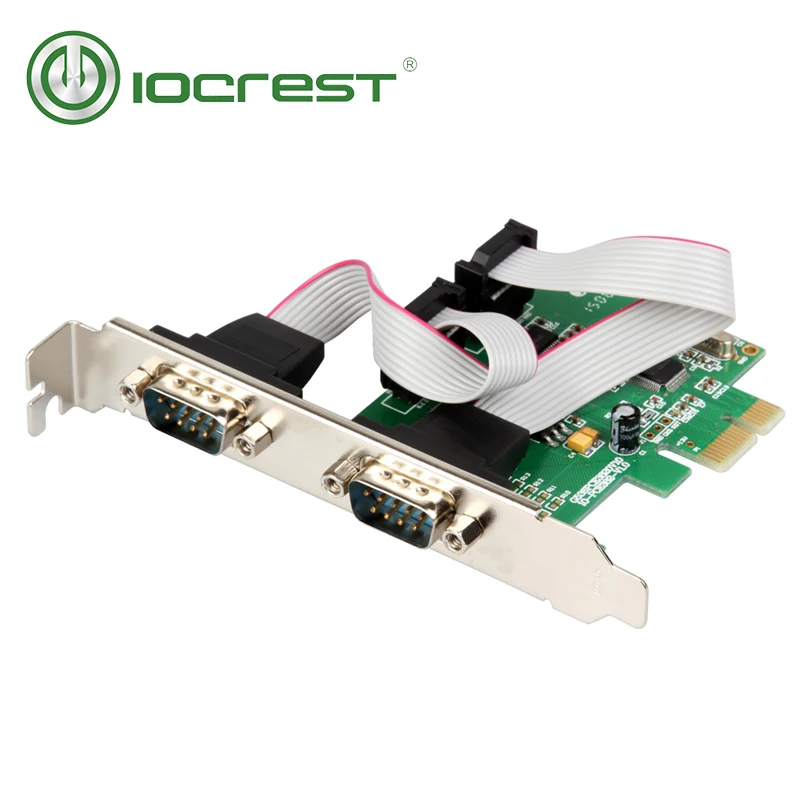 2 портовая серийная плата контроллера IOCREST PCI Express RS232 Com db9 чип e 1 0x1 WCH382 с