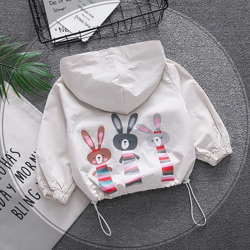 Мультфильм кролик куртки для девочек с капюшоном Демисезонный одежда маленьких