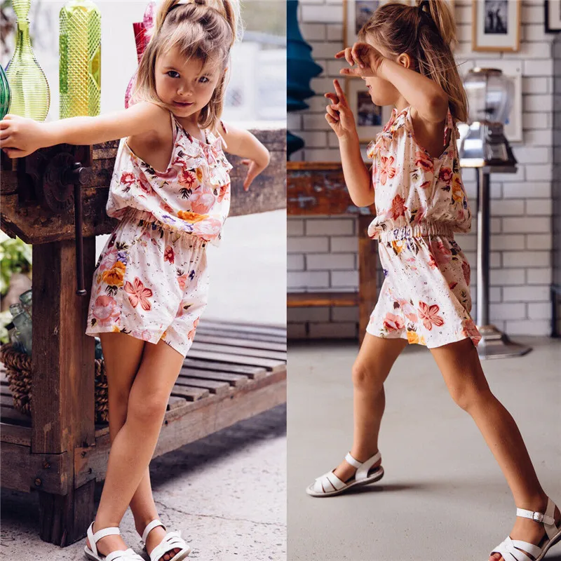 Kids Girls Summer clothes off shoulder strap Cotton Ruffle lovely Jumpsuit Baby sleeveless Floral print Romper one pieces
Kids Girls Summer clothes off shoulder strap Cotton Ruffle lovely Jumpsuit Baby sleeveless Floral print Romper one pieces