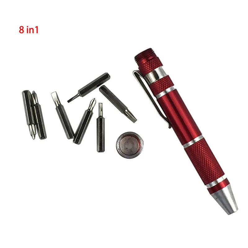 8 in 1 Aluminum Pen Style Screw Driver Multi-Tool Precision Mobile phone Repair Tool Kit Screwdriver Set Bits
8 in 1 Aluminum Pen Style Screw Driver Multi-Tool Precision Mobile phone Repair Tool Kit Screwdriver Set Bits