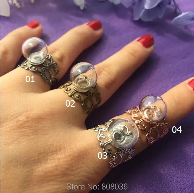 50sets/lot 12*3mm ball glass globe with flower ring tray findings set glass ball orbs vial ring handmade jewelry charms ring
50sets/lot 12*3mm ball glass globe with flower ring tray findings set glass ball orbs vial ring handmade jewelry charms ring