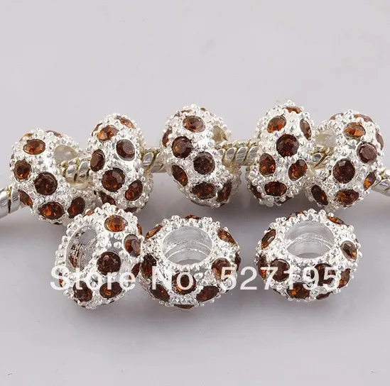 Jewelry making DIY Brown Rhinestone Crystal Silver Plated European Spacer Beads Bracelet Charms
Jewelry making DIY Brown Rhinestone Crystal Silver Plated European Spacer Beads Bracelet Charms
