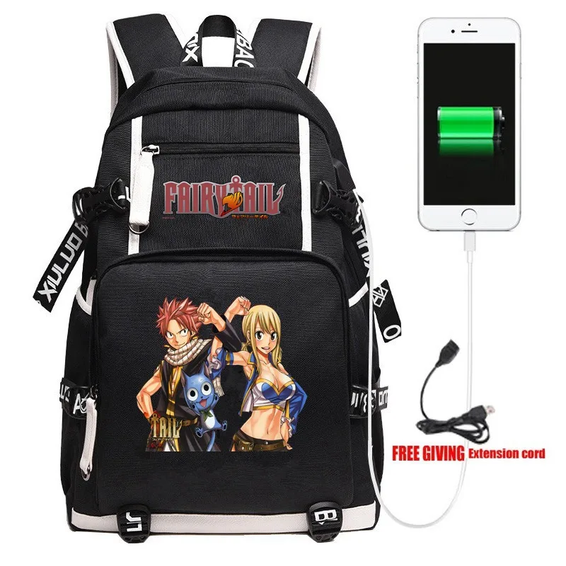 New Anime Fairy Tail Natsu Lucy USB Backpack Unisex Travel Shoulder Laptop Bags Cartoon Teens Kids Student School Bags Bookbag
New Anime Fairy Tail Natsu Lucy USB Backpack Unisex Travel Shoulder Laptop Bags Cartoon Teens Kids Student School Bags Bookbag