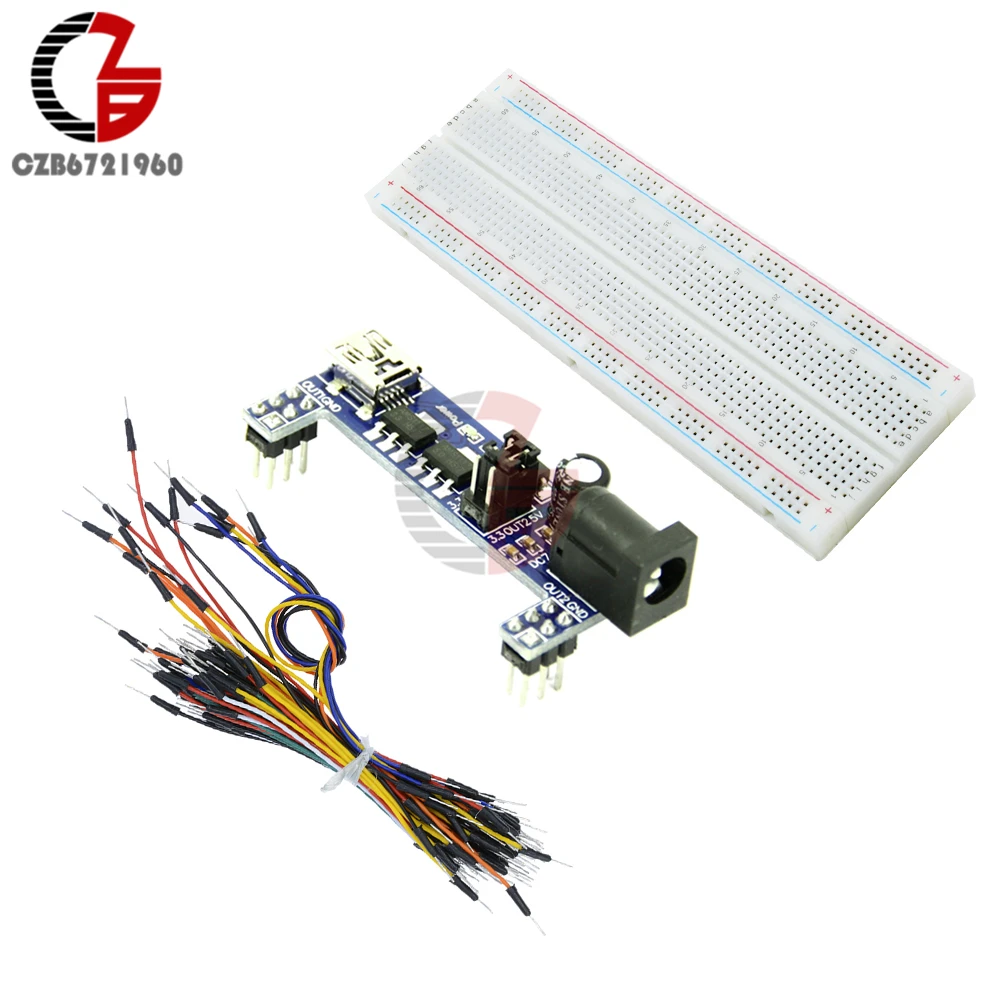 DIY KIT MB102 Prototype Breadboard Power Supply Mini USB DC 3.3V 5V + MB102 Breadboard 830 Point + 65Pcs Jumper Wire Cable
DIY KIT MB102 Prototype Breadboard Power Supply Mini USB DC 3.3V 5V + MB102 Breadboard 830 Point + 65Pcs Jumper Wire Cable