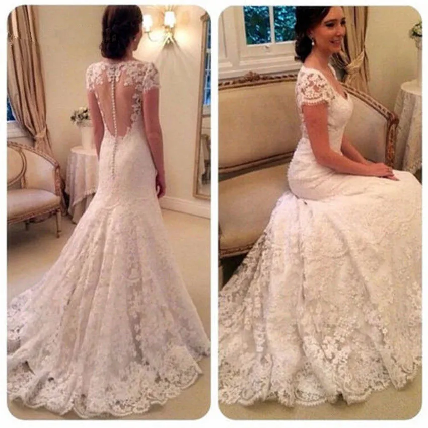 Lace Vestido De Noiva Muslim Wedding Dresses Mermaid V-neck Cap Sleeves Appliques Vintage Dubai Arabic Wedding Gown Bridal
Lace Vestido De Noiva Muslim Wedding Dresses Mermaid V-neck Cap Sleeves Appliques Vintage Dubai Arabic Wedding Gown Bridal