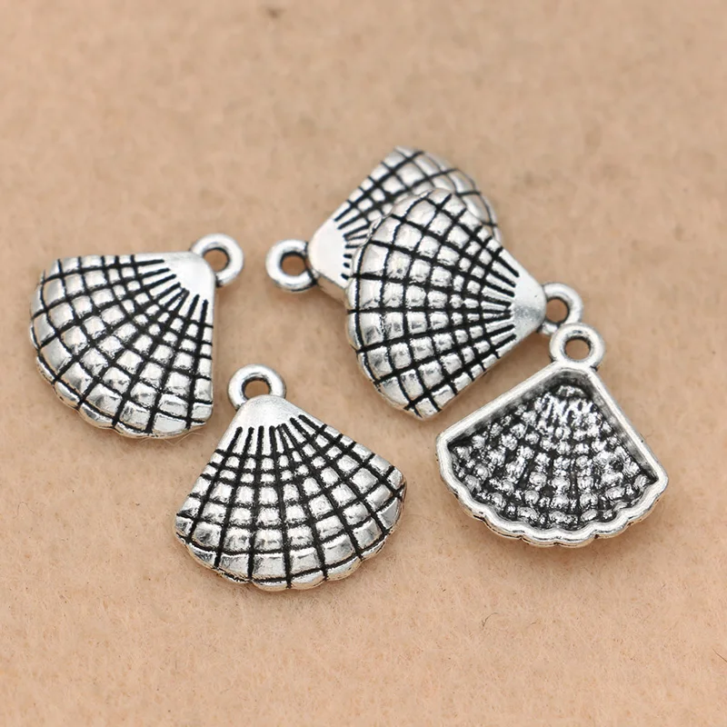 10pcs Antique Silver Plated Shell Charms Pendants for Jewelry Making Bracelet Accessories Diy Findings 17x16mm | Украшения и