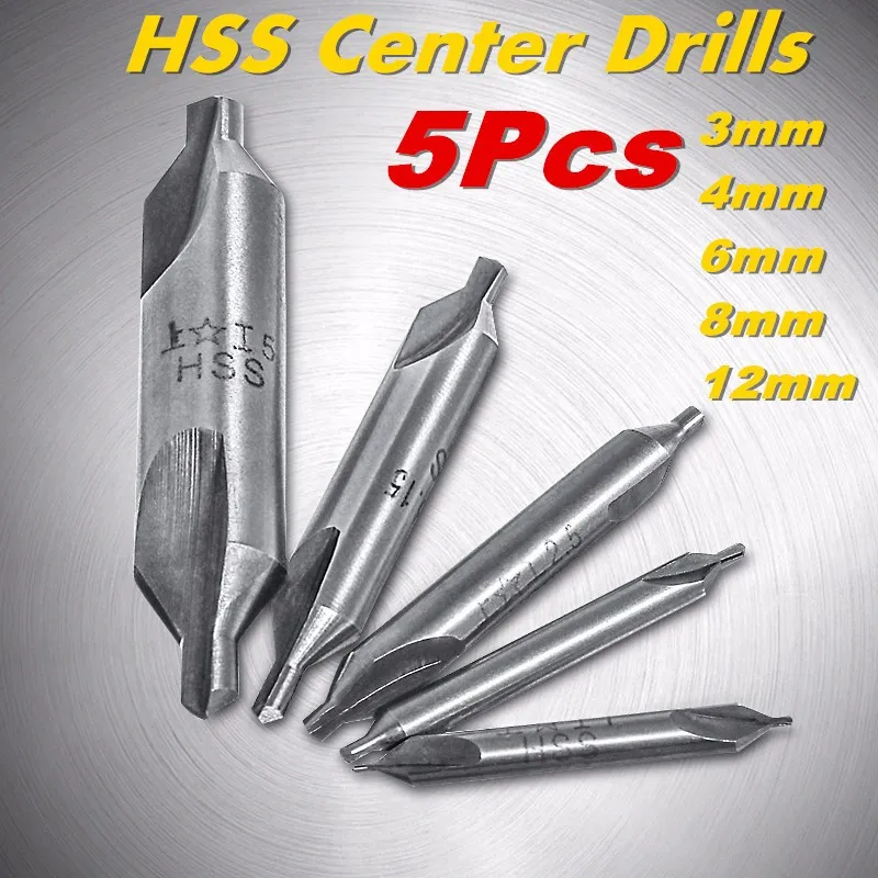 High quality 5 Pcs 60 Degree Bit HSS Combined Center Drills Countersinks Set Tool
High quality 5 Pcs 60 Degree Bit HSS Combined Center Drills Countersinks Set Tool