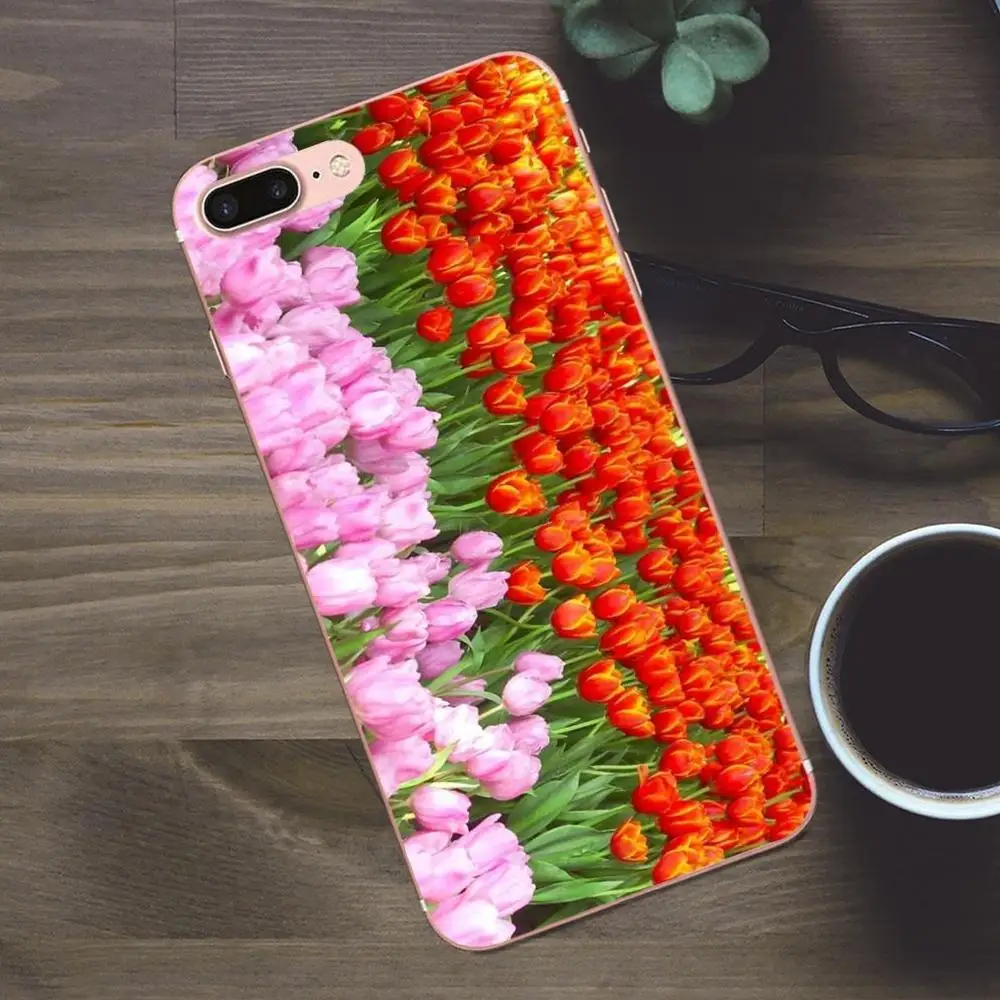 Синие весенние цветные тюльпаны мягкий силикагель для Apple iPhone 4 4S 5 5C SE 6 6S 7 8 Plus X Galaxy
