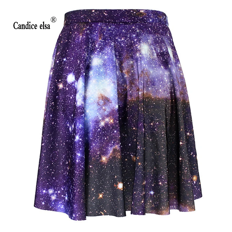 CANDICE ELSA woman skirts digital printing wholesale purple star pleated skirt Skt1042
