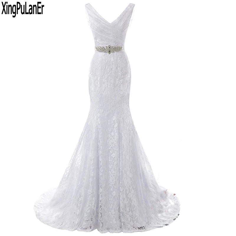 vestido de noiva Mermaid White Iovry Lace Shiny Silver Beaded Crystals Opn Back V Neck Wedding Dress with Sash Robe De Mariage
vestido de noiva Mermaid White Iovry Lace Shiny Silver Beaded Crystals Opn Back V Neck Wedding Dress with Sash Robe De Mariage