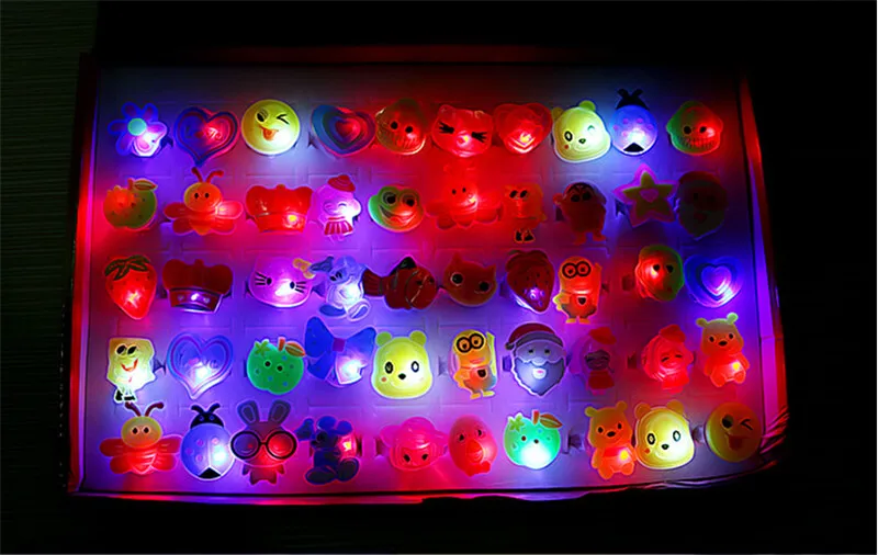 10pcs/lot Cartoon LED Flashing Light Up Glowing Finger Rings Electronic Christmas Halloween Fun Toys Gifts For Kids
10pcs/lot Cartoon LED Flashing Light Up Glowing Finger Rings Electronic Christmas Halloween Fun Toys Gifts For Kids