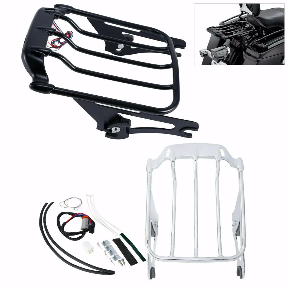 Мотоциклетная 2 up багажная стойка LED задний фонарь дымовая линза для Harley Road King Electra