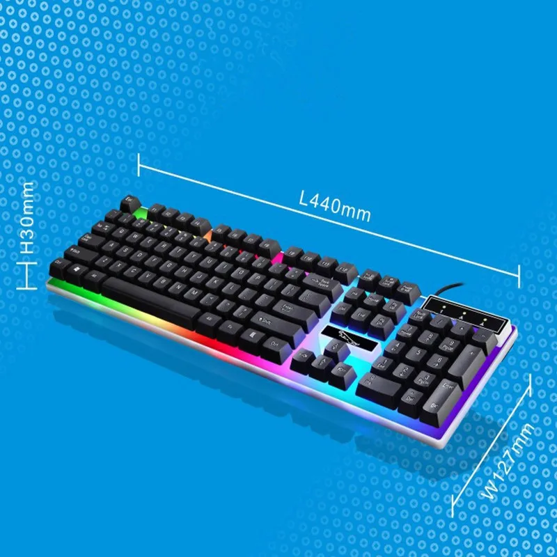 Проводная USB компьютерная клавиатура красочная подсветка водонепроницаемая
