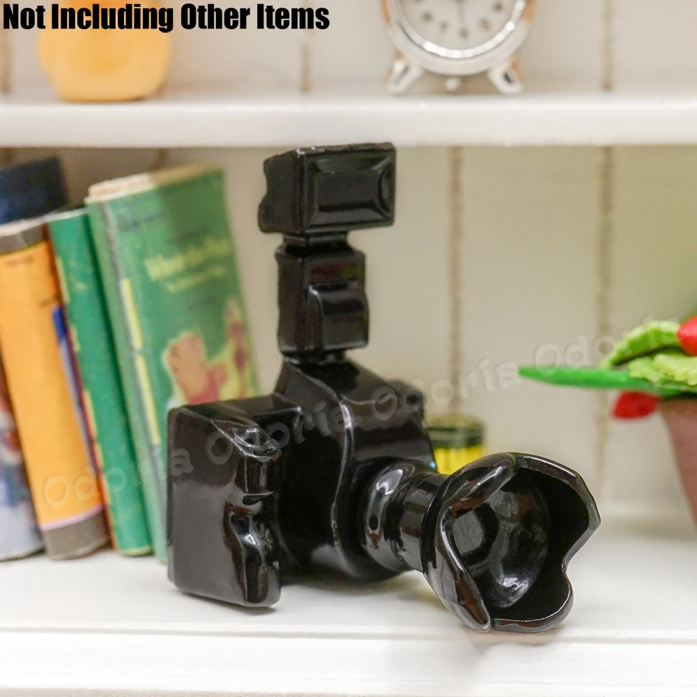 Миниатюрная цифровая камера и объектив Odoria 1:12 набор черных металлических