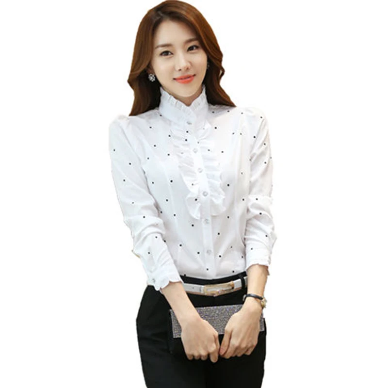 New Elegant Ruffles Shirt Women OL Formal Slim Stand Collar Long Sleeve Chiffon Blouse Office Ladies Work Wear Plus Size DD2606
New Elegant Ruffles Shirt Women OL Formal Slim Stand Collar Long Sleeve Chiffon Blouse Office Ladies Work Wear Plus Size DD2606