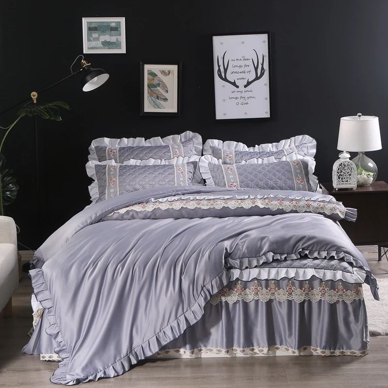 Washing silk Quilted Bed spread Pink Blue Purple Lace Bedskirt set king/queen size Bedding sets Bedsheets set Bed cover
Washing silk Quilted Bed spread Pink Blue Purple Lace Bedskirt set king/queen size Bedding sets Bedsheets set Bed cover
