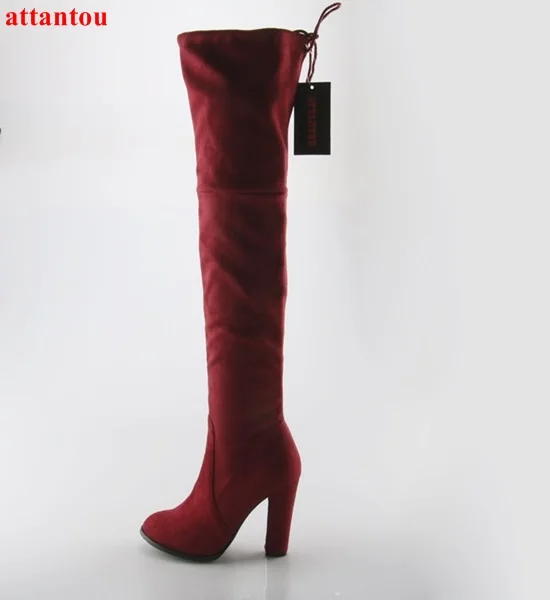 Suede Leather woman long boots wine red winter fashion thick heel elastic over-the-knee boots concise female motorcycle boot
Suede Leather woman long boots wine red winter fashion thick heel elastic over-the-knee boots concise female motorcycle boot