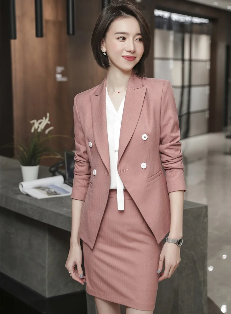 High Quality Fabric Formal Business Suits With Jackets and Skirt Elegant Pink Women Office Blazers Professional Skirt Suits
High Quality Fabric Formal Business Suits With Jackets and Skirt Elegant Pink Women Office Blazers Professional Skirt Suits