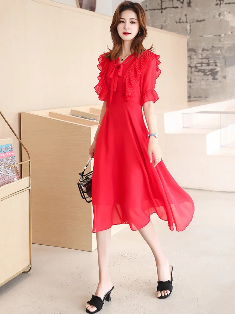 5XL 2019 Women's Dress Temperament New Designer Long Red Fashion Amazing Chiffon Dresses Female Elegant Spring Summer Trend L267
5XL 2019 Women's Dress Temperament New Designer Long Red Fashion Amazing Chiffon Dresses Female Elegant Spring Summer Trend L267