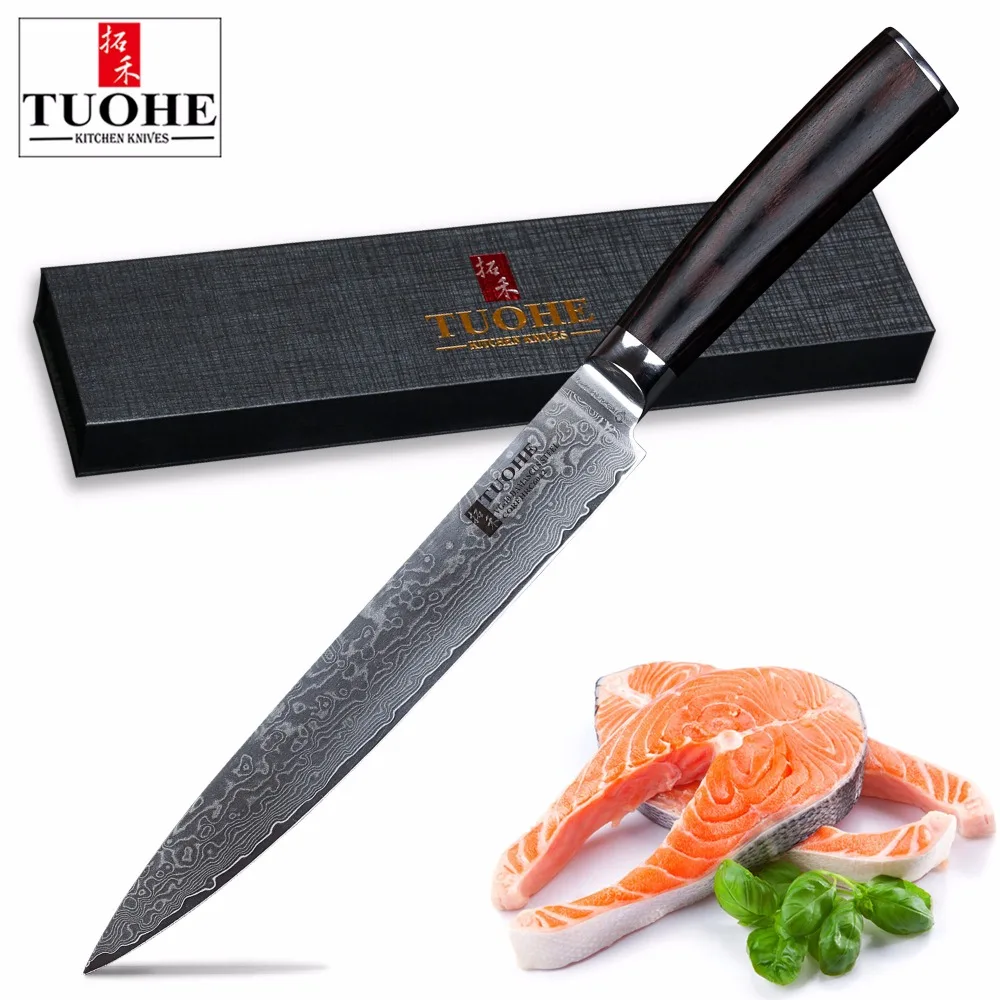 TUOHE 8 inches Cleaver Sashimi Knives Japanese VG10 Damascus Steel Blade Razor Sharp Kitchen Slicing knives Pakka Wood Handle
TUOHE 8 inches Cleaver Sashimi Knives Japanese VG10 Damascus Steel Blade Razor Sharp Kitchen Slicing knives Pakka Wood Handle