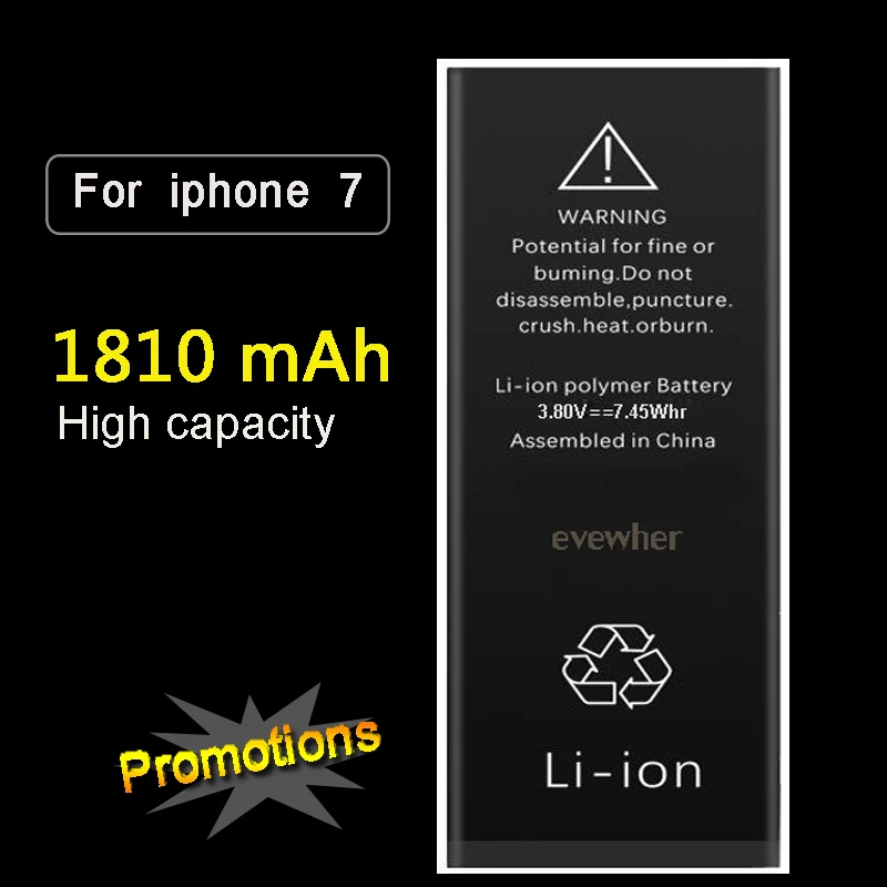 Evewher новая сменная батарея для телефона iPhone 7 iPhone7 7G реальная емкость 1960mAh 0 цикл