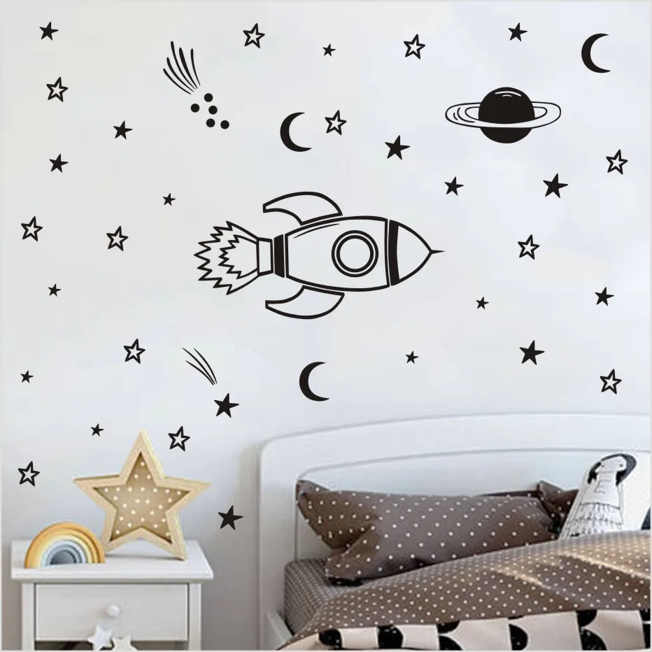 New arrival Diy Space Wall Sticker Boy Room Wall Art Decor Space Rocket Star Ship Astronaut Vinyl Decal Planet Home Decor
New arrival Diy Space Wall Sticker Boy Room Wall Art Decor Space Rocket Star Ship Astronaut Vinyl Decal Planet Home Decor