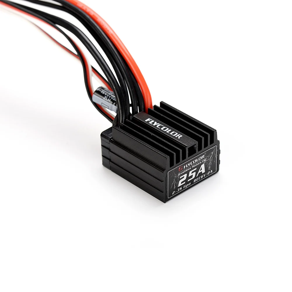 

FATJAY Flycolor Lightning series waterproof car ESC 25A 2-3s for RC 1/16 1/18 cars brushless electroinic speed controller