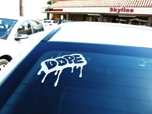 Dope dripping Cool JDM Euro Urban Graffiti Drip Style Bumper Sticker Car window Premium Quality die cut vinyl decal 5'' White |