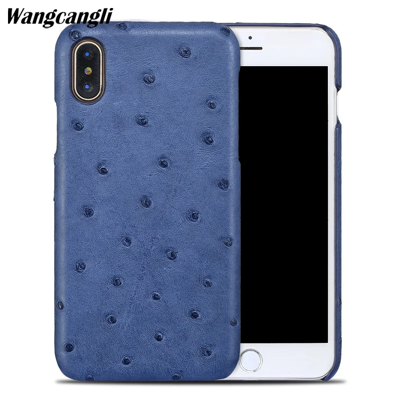 Wangcangli из натуральной кожи чехол для телефона iPhone X мобильного страуса половина