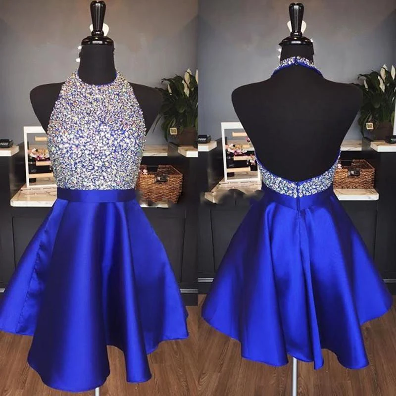 Royal Blue Satin Backless Homecoming Dresses Halter Sequins Crystal Short Prom Dresses Sparkly Burgundy Formal Party Dress Cheap
Royal Blue Satin Backless Homecoming Dresses Halter Sequins Crystal Short Prom Dresses Sparkly Burgundy Formal Party Dress Cheap