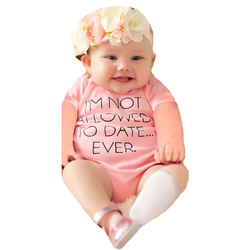 Baby Girl Rompers 2017 New I'M NOT ALLOWED TO DATE EVER Infant Romper Summer Style Pink Newborn Jumpsuit For Kids Girls Clothes
Baby Girl Rompers 2017 New I'M NOT ALLOWED TO DATE EVER Infant Romper Summer Style Pink Newborn Jumpsuit For Kids Girls Clothes