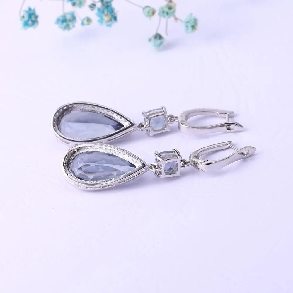 GEM'S BALLET 18.1Ct Natural Iolite Blue Mystic Quartz Water Drop Earrings 925 Sterling Silver Fine Jewelry For Women Engagement |