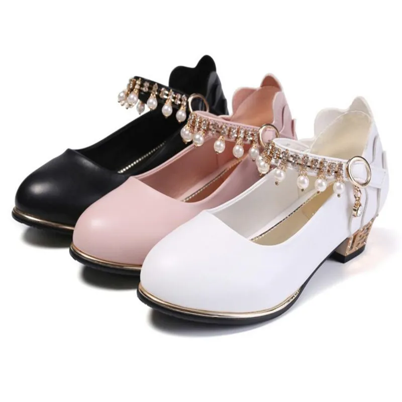 Spring Autumn Princess Kids Leather shoes high heels casual pearl bright diamond girls shoes for wedding / banquet / performance
Spring Autumn Princess Kids Leather shoes high heels casual pearl bright diamond girls shoes for wedding / banquet / performance