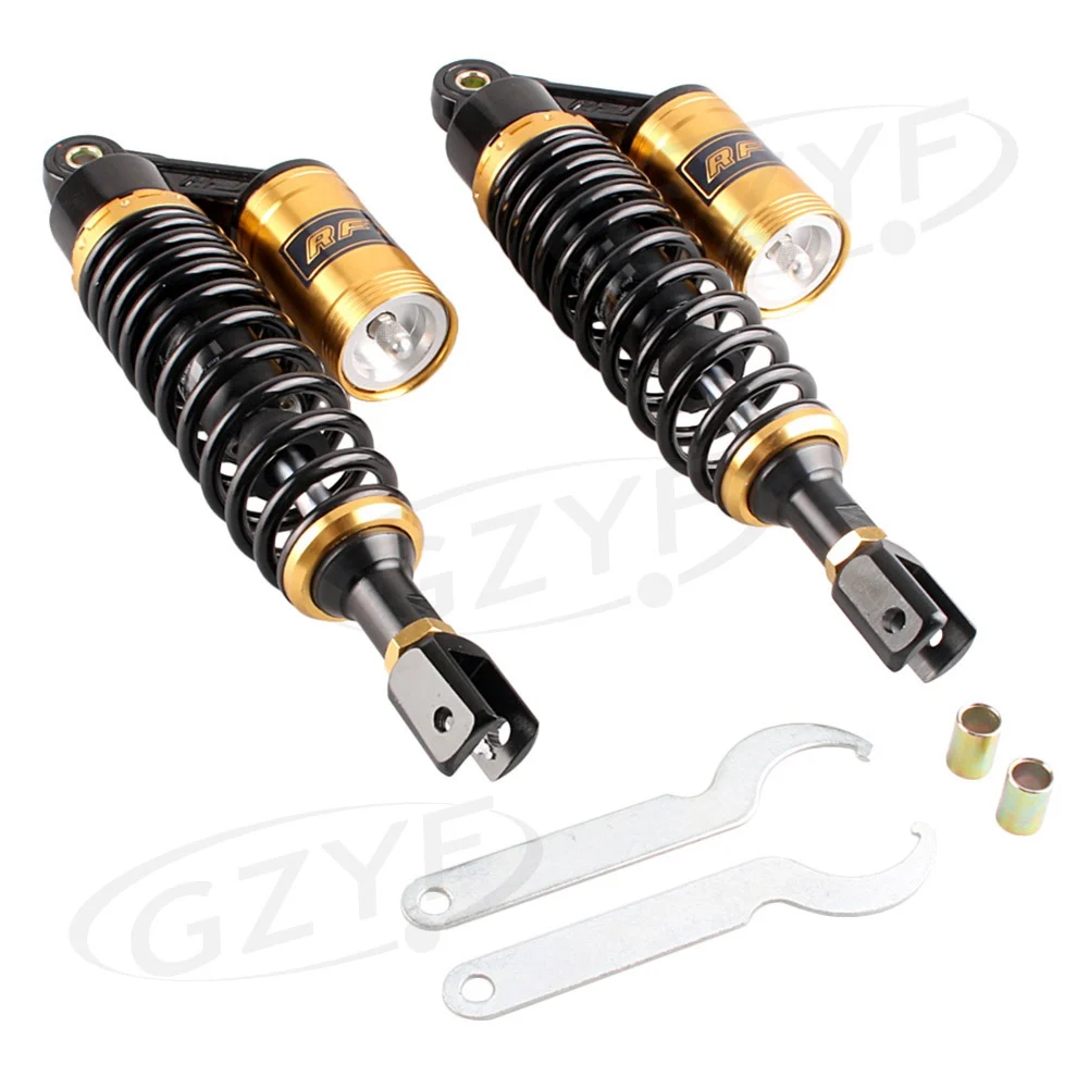 

Universal 340mm Motorcycle Air Shock Absorber Rear Suspension For Yamaha Motorcycle Scooter ATV Quad Nitrogen Black Gold 13 3/8"