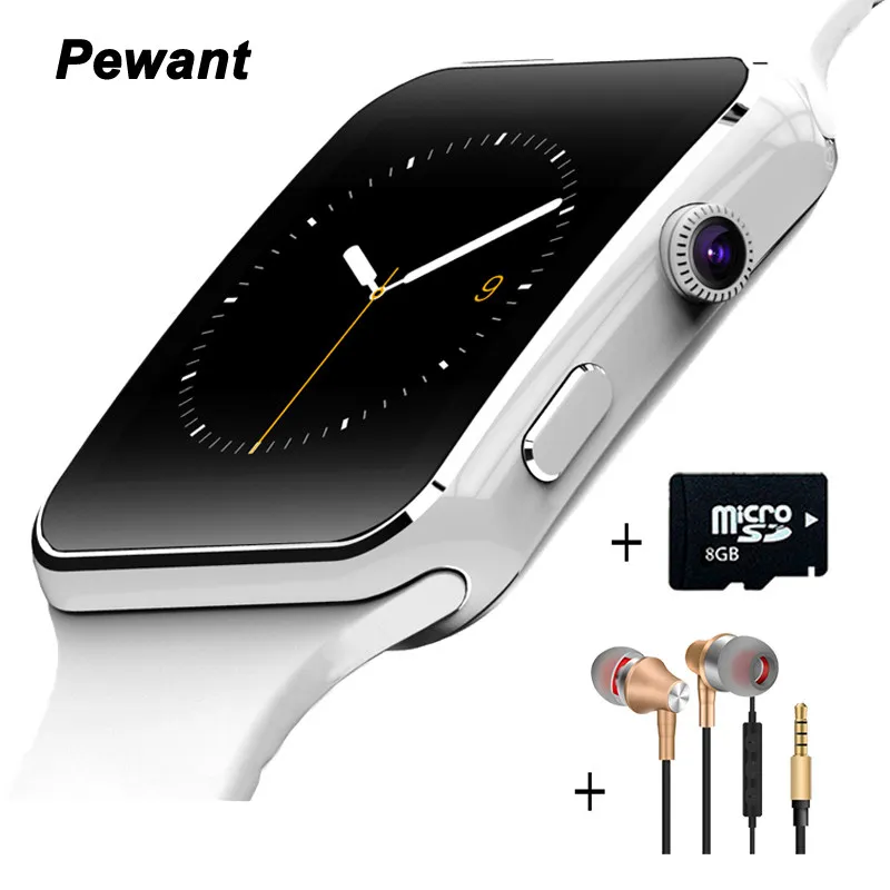 Pewant X6 Смарт часы на запястье Bluetooth наручные для Android Samsung Huawei Sony английская sim карта