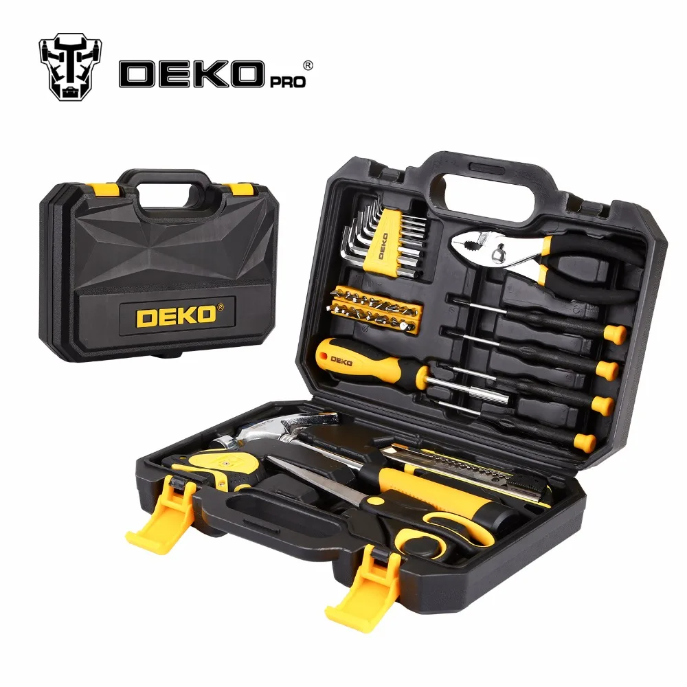 DEKOPRO 40-Piece Hand Tool Set General Household Kit with Plastic Toolbox Storage Case Hammer Plier Screwdriver Knife | Инструменты