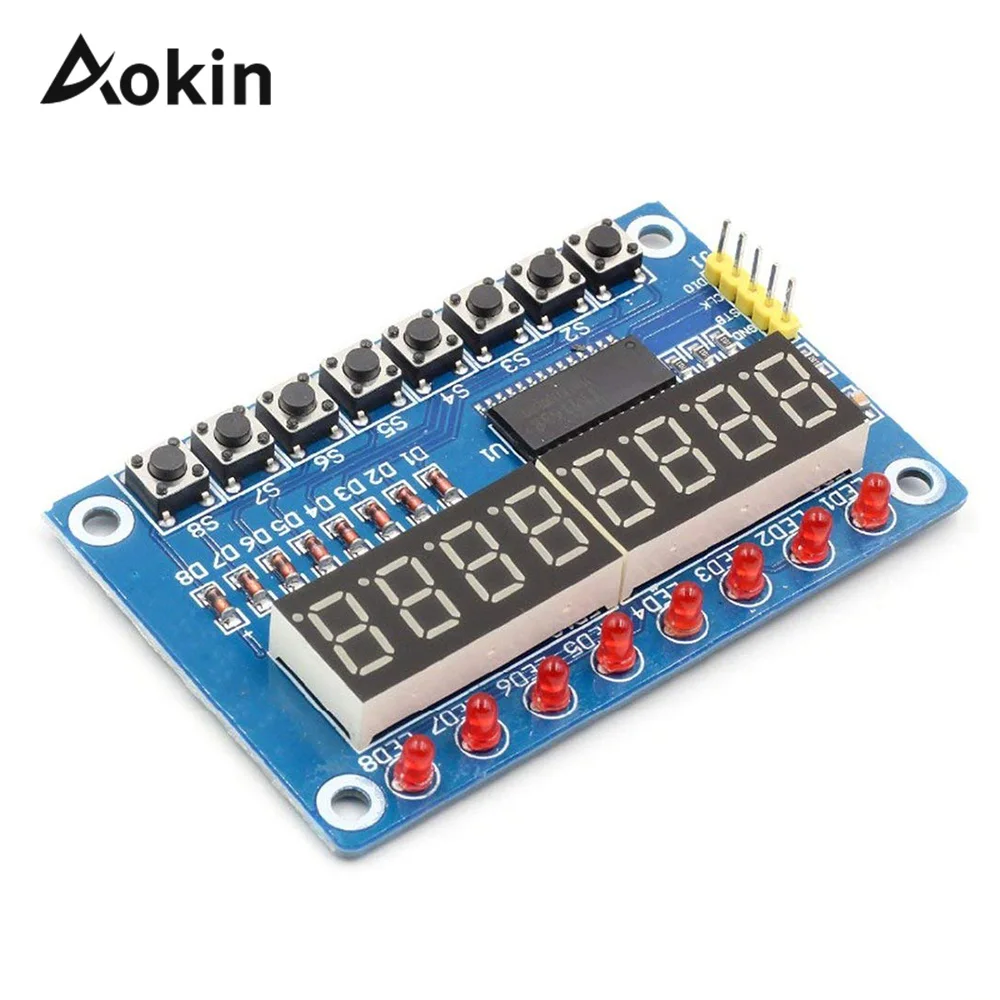 TM1638 Module Key Display For AVR Arduino New 8-Bit Digital LED Tube 8-Bit TM1638 Key LED Display Module Eight Digital Button
TM1638 Module Key Display For AVR Arduino New 8-Bit Digital LED Tube 8-Bit TM1638 Key LED Display Module Eight Digital Button