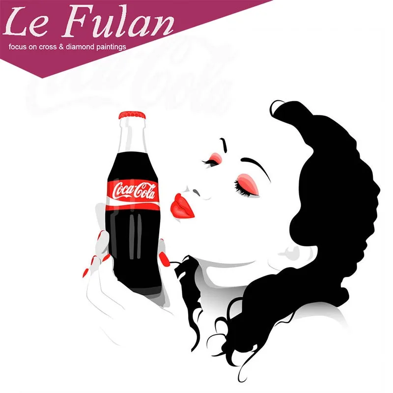 Le Fulan 5D DIY Алмазная картина круглый сексуальный Cola губы плакат вышивка крестиком