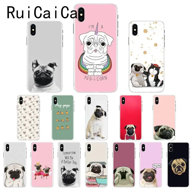 Ruicaica милый мопса Новое поступление чехол для телефона iPhone 8 7 6 6S Plus 5 5S SE XR X XS MAX