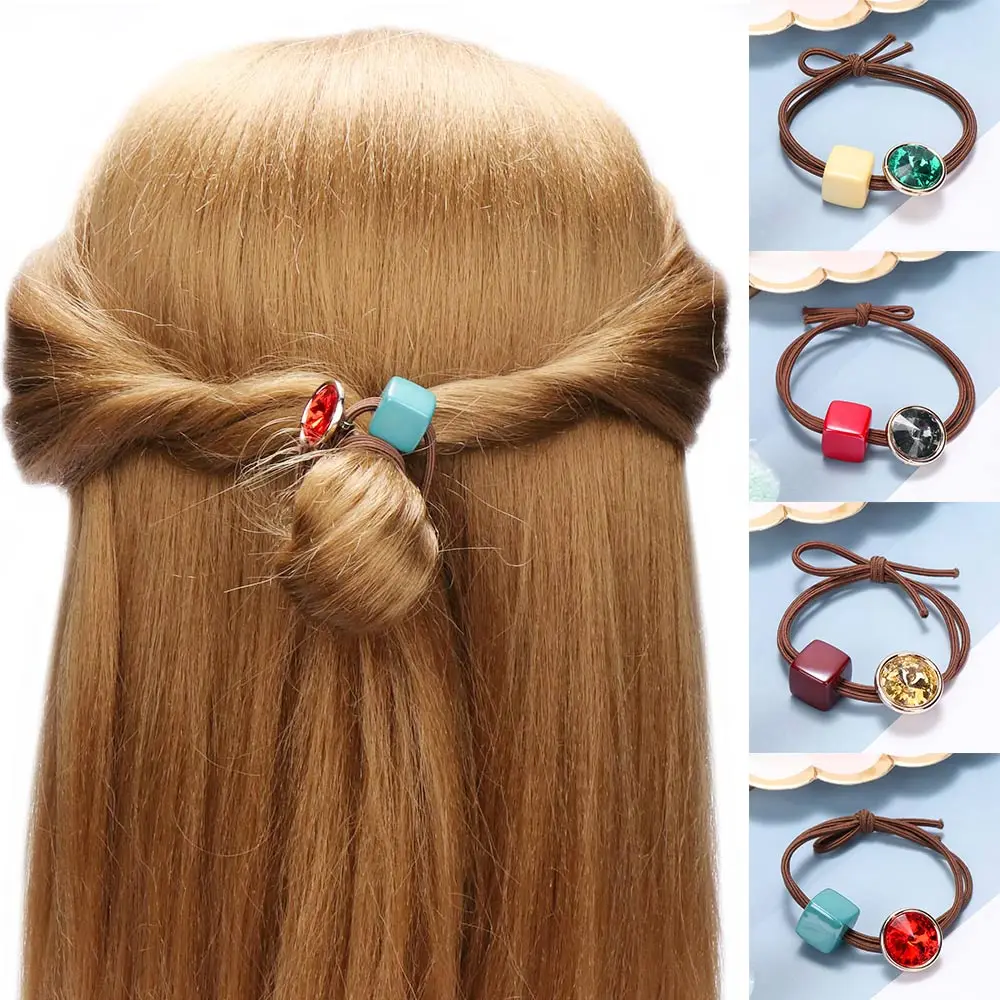 Кристальный блок карамельный цвет веревка для волос резинка держатель женщин