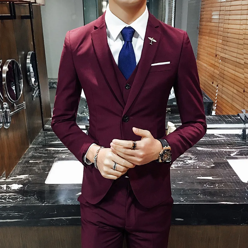 Terno Slim Masculino Solid Color Suit Business Casual Groomsman Dress 3Pcs Set(Blazer+Pants+Vest)
Terno Slim Masculino Solid Color Suit Business Casual Groomsman Dress 3Pcs Set(Blazer+Pants+Vest)